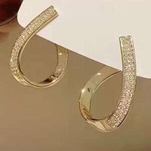 Rhinestone and Gold Earrings